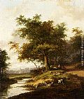 Famous Rest Paintings - A Shepherdess And Her Flock At Rest
